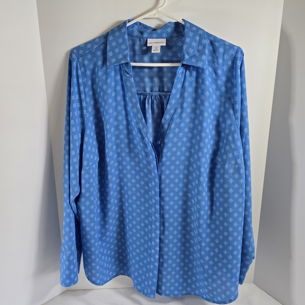 Liz Claiborne Blue Patterned Women's Shirt